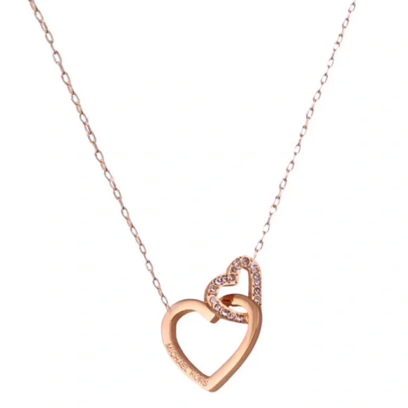 MICHAEL KORS • Rose Gold Interlocking Open Hearts Necklace - Picture 4 of 5